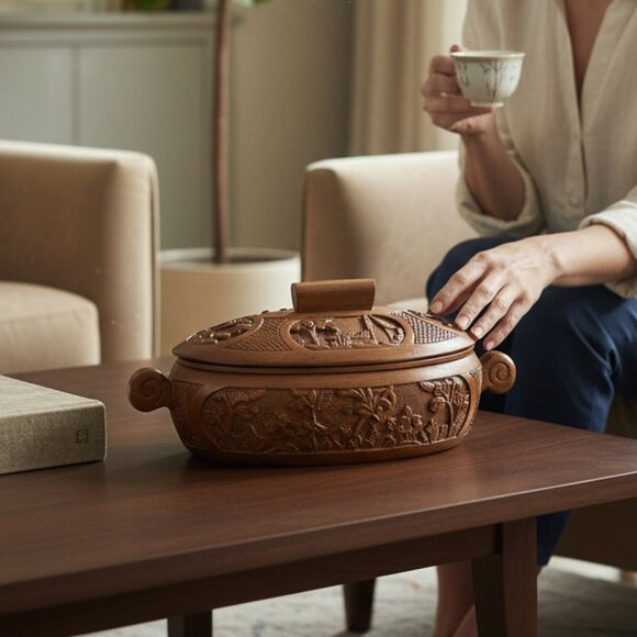 Vintage Madagascar Carved Wood Dish Tribal Handcrafted Decorative Art Piece - Picture 16 of 16